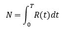 N equals the integral from 0 to T of R(t)dt.